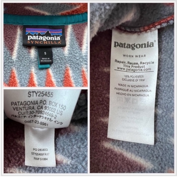 Patagonia Fleece Synchilla Fleece Pullover Laughing Waters Dark Ruby Small - Picture 9 of 17